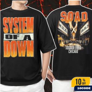 System Of A Down Chicago 2025 Soldier Field Venue Tee Logo With Official Theater Artwork On August 31 And September 1 2025 Merch Classic Two Sides T-Shirt