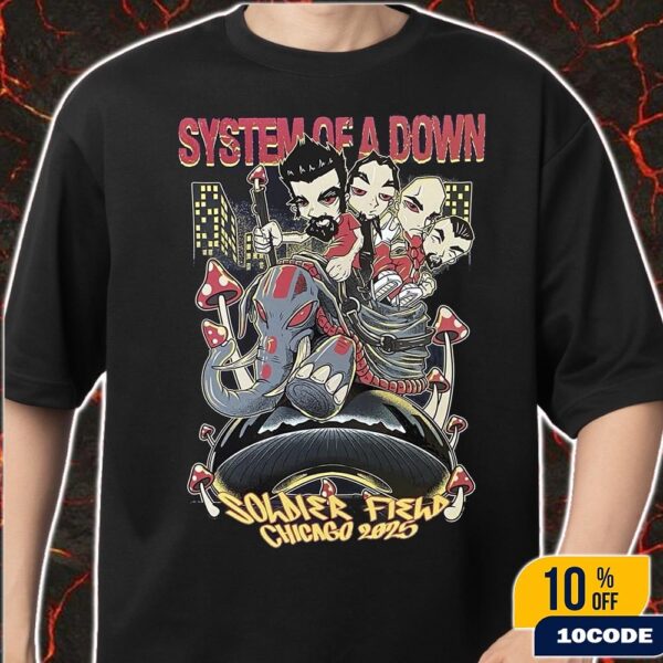 System Of A Down Chicago 2025 Venue Poster At Soldier Field On August 31 And September 1 2025 Classic T-Shirt
