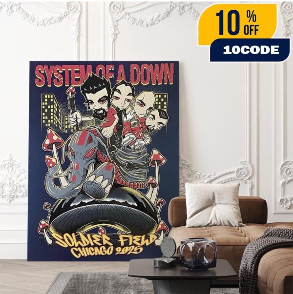 System Of A Down Chicago 2025 Venue Poster At Soldier Field On August 31 And September 1 2025 Home Decor Poster Canvas