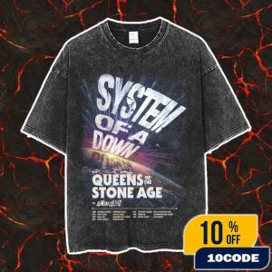 System Of A Down European Stadium Tour 2026 Poster Tour Dates With Queens Of The Stone Age x Acid Bath Vintage Washed Unisex T-Shirt