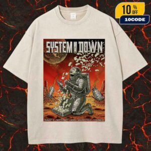 System Of A Down Poster Event Concert With Avenged Sevenfold On August 31-September 1 2025 At Soldier Field Chicago IL Artwork By Emek Studios Unisex Washed Tee