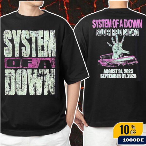 System Of A Down Soldier Field Chicago 2025 Event Tee On August 31 And September 1 2025 Big Logo With Stadium Art Classic Two Sides T-Shirt