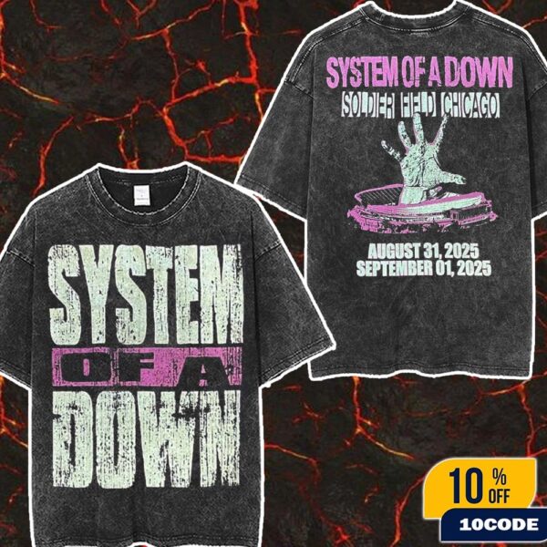 System Of A Down Soldier Field Chicago 2025 Event Tee On August 31 And September 1 2025 Big Logo With Stadium Art Wash Two Sides T-Shirt