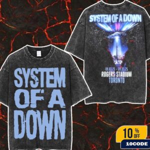 System Of A Down Toronto 2025 Rogers Stadium Concert On September 3-5 2025 At Canada Venue Tee UFO Artwork Wash Two SIdes T-Shirt Merchandise