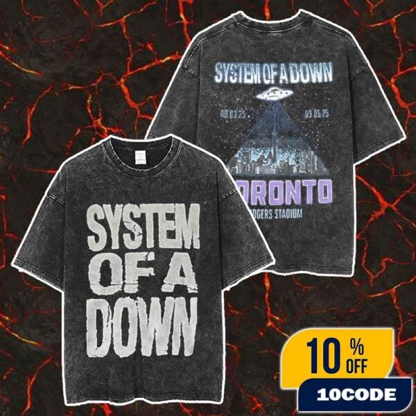 System Of A Down Toronto 2025 Rogers Stadium Concert On September 3-5 2025 At Canada With Deftones North American Stadium Tour Event Tee Merch Unisex Two Sided Washed T-Shirt