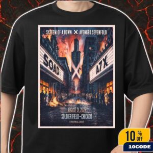 System Of A Down X Avenged Sevenfold Chicago 2025 Venue Poster At Soldier Field On August 31 And September 1 2025 Classic T-Shirt