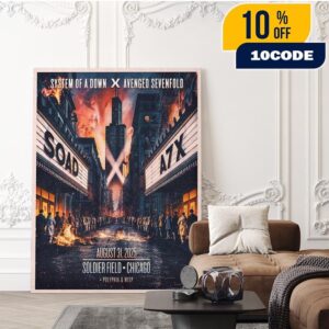 System Of A Down X Avenged Sevenfold Chicago 2025 Venue Poster At Soldier Field On August 31 And September 1 2025 Home Decor Poster Canvas
