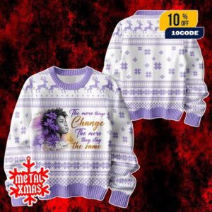 The Color Purple Ugly Christmas Sweater With Quote The More Things Change Design