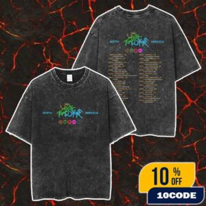 The Living Tombstone North America Tour 2025 With Tour Dates Backprint Merch Unisex Two Sided Washed T-Shirt