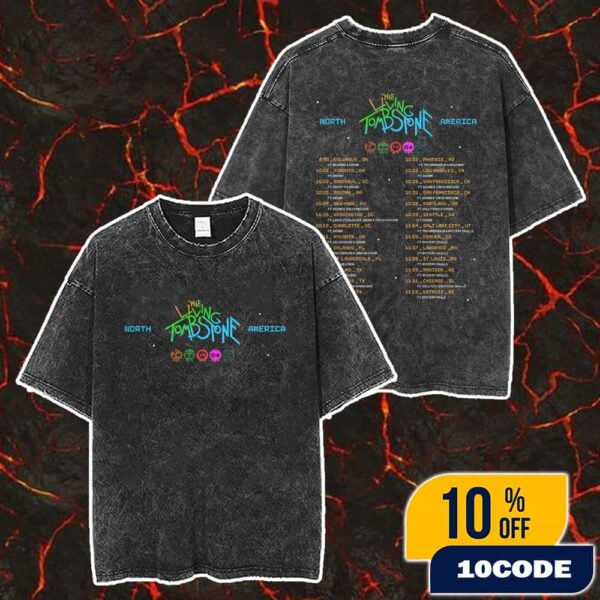 The Living Tombstone North America Tour 2025 With Tour Dates Backprint Merch Unisex Two Sided Washed T-Shirt