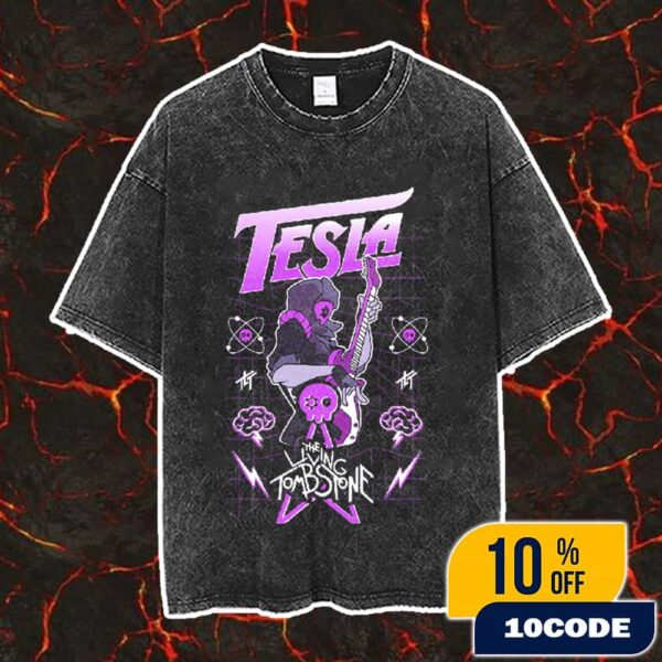 The Living Tombstone Tesla New Logo Official Merchandise Vintage Washed Unisex T-Shirt