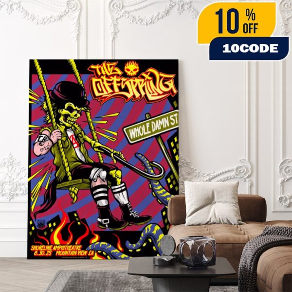 The Offspring Supercharged Worldwide In ’25 The Kids Aren’t Alright On August 30 2025 At Shoreline Amphitheatre Mountain View CA Concert Poster Artwork By Jesse Hernandez Poster Canvas