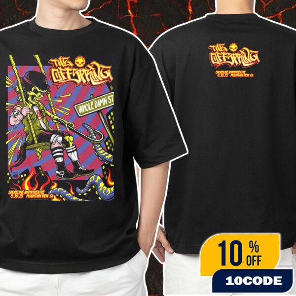 The Offspring Supercharged Worldwide In ’25 The Kids Aren’t Alright On August 30 2025 At Shoreline Amphitheatre Mountain View CA Concert Poster Artwork By Jesse Hernandez Unisex T-Shirt