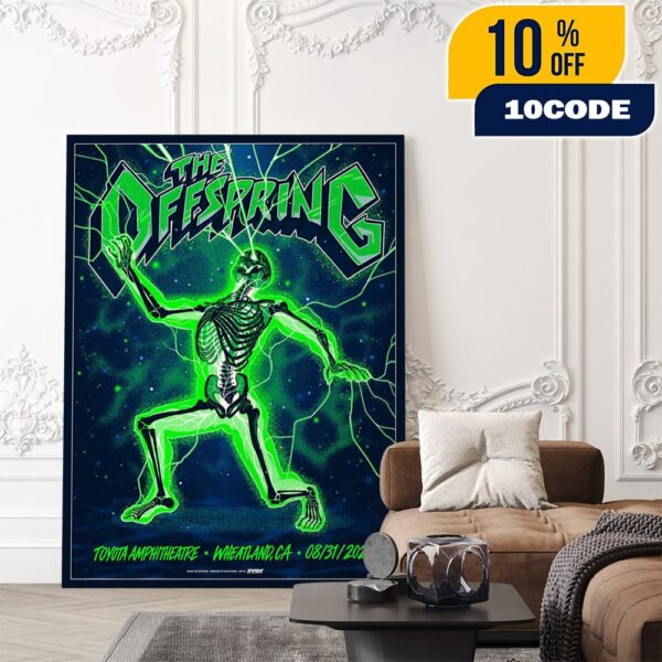 The Offspring Supercharged Worldwide In ’25 Tour On August 31 2025 At Toyota Amphitheatre Wheatland CA Concert Poster Artwork By nychos Poster Canvas Home Decor