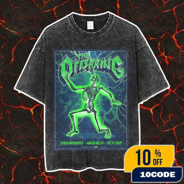 The Offspring Supercharged Worldwide In ’25 Tour On August 31 2025 At Toyota Amphitheatre Wheatland CA Concert Poster Artwork By nychos Vintage Washed Unisex T-Shirt