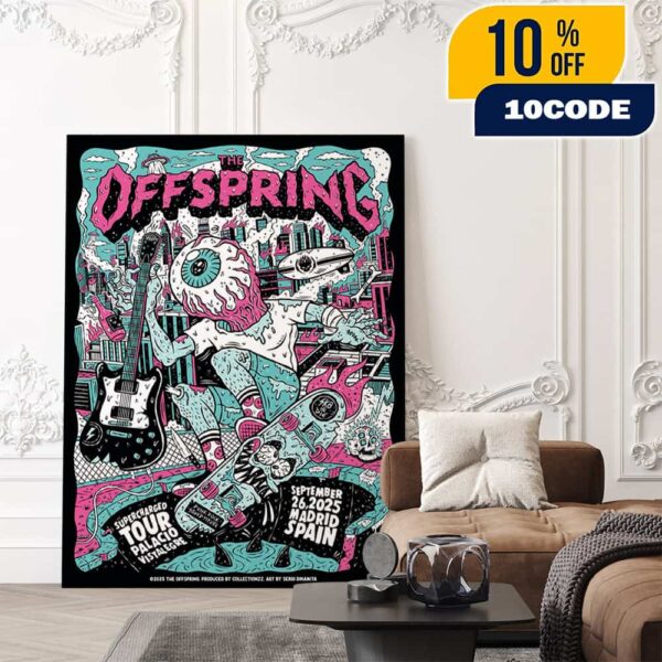 The Offspring Supercharged Worldwide In ’25 Tour On September 26 2025 At Madrid Spain Palacio Vistalegre Poster Event Artwork By Sergi Dinamita Poster Canvas Home Decor