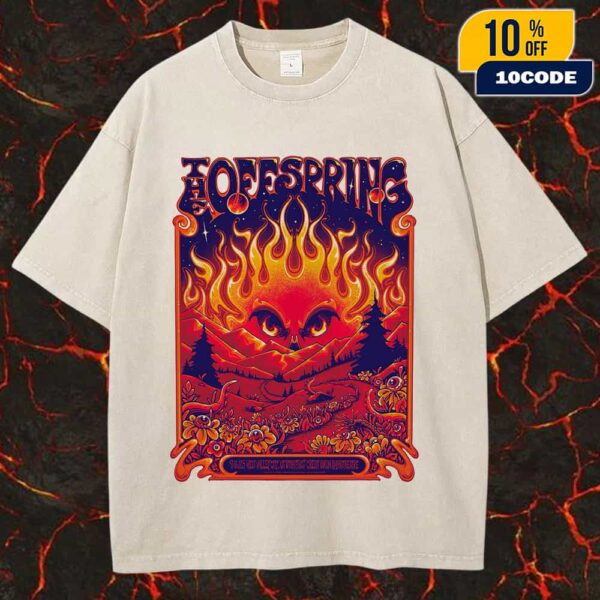 The Offspring Supercharged Worldwide In ’25 Tour On September 6 2025 At Utah Frist Credit Union Amphitheatre West Valley City Poster Event Artwork By Jimmy Eat World Washed T-Shirt