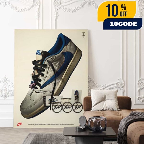 Travis Scott x Air Jordan 1 Low Fragment The Story Continues November 2025 Sneaker Poster Canvas Home Decor