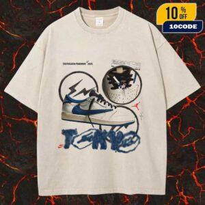 Travis Scott x Air Jordan 1 Low Fragment The Story Continues November 2025 Sneaker Tokyo Logo Unisex Washed Tee
