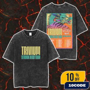 Trivium Struck Dead Tour 2025 With Jinjer x Heriot North America Poster Tour Dates Merch Unisex Two Sided Washed T-Shirt