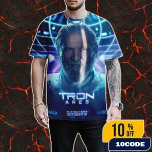 Walt Disney Studios Presents Tron Ares New Poster Movie October 10 2025 Jeff Bridges As Kevin Flynn All Over Print Graphic T-Shirt, Hoodie
