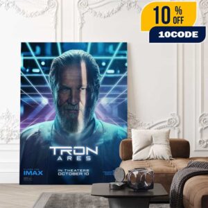 Walt Disney Studios Presents Tron Ares New Poster Movie October 10 2025 Jeff Bridges As Kevin Flynn Poster Canvas Home Decor