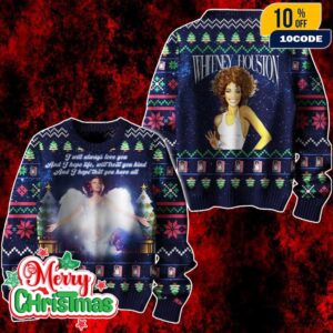 Whitney Houston Ugly Christmas Sweater Knit Pullover I Will Always Love You Holiday Jumper For Music Fans