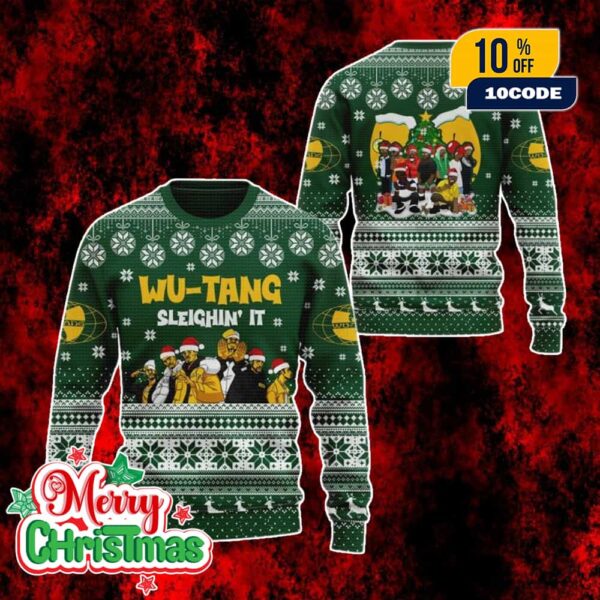 Wu Tang Clan Ugly Christmas Sweater Funny Holiday Jumper Sleighin It Xmas Party Outfit