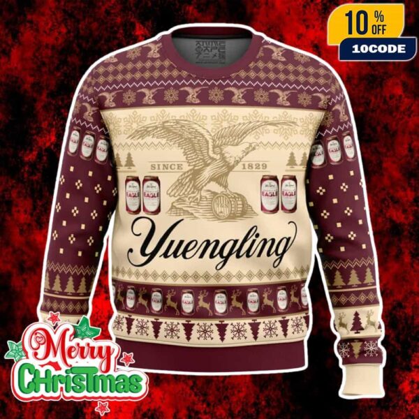 Yuengling Beer Ugly Christmas Sweater Vintage Eagle Logo Funny Holiday Drinking Knit Pullover Unisex Jumper