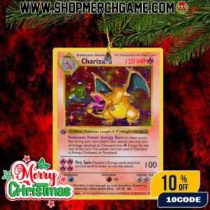 1st Edition Shadowless Charizard 1999 Base Set Pokemon Card Christmas Ornament Holographic Collector Holiday Tree Decoration Vintage Gift