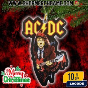 AC/DC Angus Young Christmas Ornament Ceramic Holiday Decoration Gibson SG Guitar Design Tree Ornament Collectible Gift For Rock Music Fans