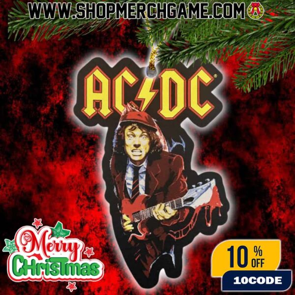 AC/DC Angus Young Christmas Ornament Ceramic Holiday Decoration Gibson SG Guitar Design Tree Ornament Collectible Gift For Rock Music Fans