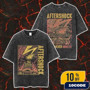 Aftershock Festival 2025 At Discovery Park Sacramento October 2-5 2025 Lightning Strike Tee With Line Up Backprint Merch Unisex Two Sided Washed T-Shirt
