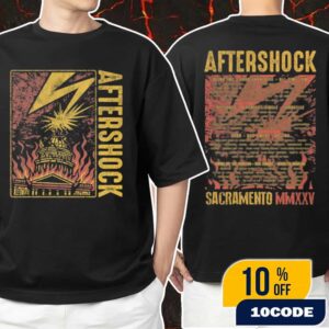 Aftershock Festival 2025 At Discovery Park Sacramento October 2-5 2025 Lightning Strike Tee With Line Up Backprint Unisex T-Shirt Merchandise