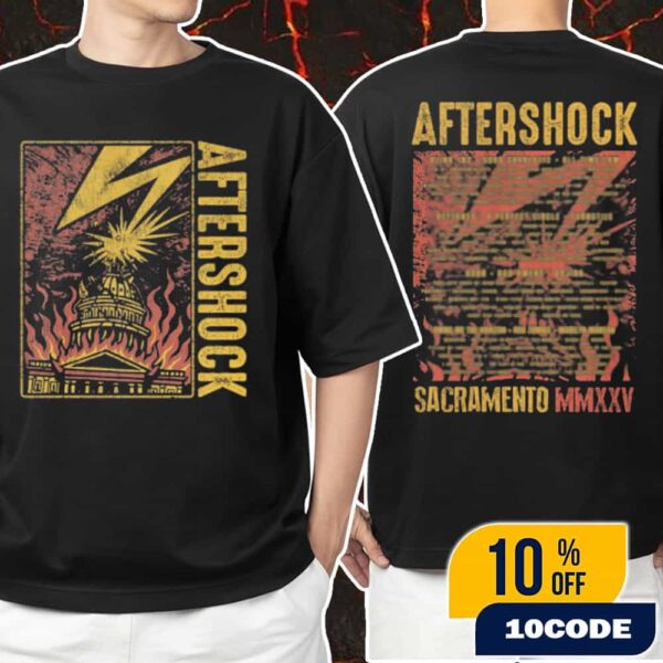 Aftershock Festival 2025 At Discovery Park Sacramento October 2-5 2025 Lightning Strike Tee With Line Up Backprint Unisex T-Shirt Merchandise
