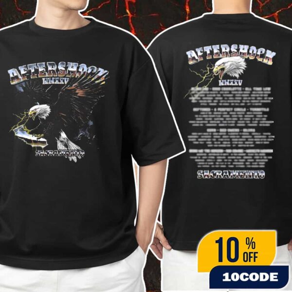 Aftershock Festival 2025 State Bird Version Tee Sacramento Discovery Park October 2-5 Eagle Artwork MMXXV Line Up Backprint Unisex T-Shirt Merchandise