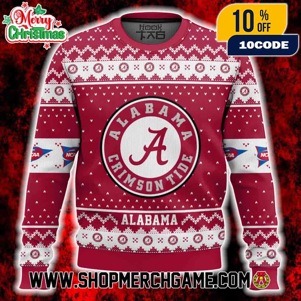 Alabama Crimson Tide Ugly Christmas Sweater NCAA SEC Circle Logo Crimson White Fair Isle Knit Pattern Holiday Winter Gift University Of Alabama Roll Tide Alabama Crimson Tide Ugly Christmas Sweater NCAA SEC Circle Logo Crimson White Fair Isle Knit Pattern Holiday Winter Gift University Of Alabama Roll Tide