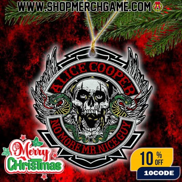 Alice Cooper No More Mr Nice Guy Christmas Ornament Skull Snake Design Holiday Decoration Angel Wings Badge Style Collectible Tree Ornament Gift For Rock Music Fans