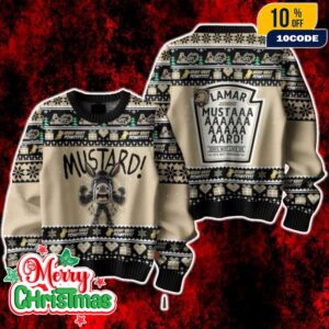 Army West Point Mustard Ugly Christmas Sweater Funny Holiday Knit Jumper Festive Xmas Gift