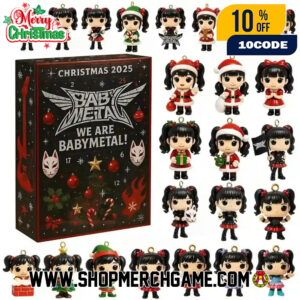 Babymetal Christmas 2025 Advent Calendar With 24 Collectible Figurines Kitsune Fox Mask Guitar Keychains Japanese Kawaii Metal Band Countdown Gift For J-Pop Music Fans Holiday Decoration Tree Ornament