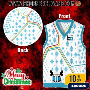 BART 2023 Brand Ugly Christmas Sweater Vest With Blue Snowflakes And Rainbow Trim Knitted Holiday Gift Gile For Family