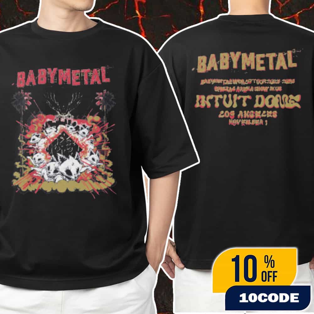 Babymetal Pop-up Store Merch New Collection In Los Angeles World Tour 2025-2026 Special Arena Show In US At Intuit Dome Los Angeles November 1 2025 Kogitsune Strikes LA Tee Unisex T-Shirt Babymetal Pop-up Store Merch New Collection In Los Angeles World Tour 2025-2026 Special Arena Show In US At Intuit Dome Los Angeles November 1 2025 Kogitsune Strikes LA Tee Unisex T-Shirt