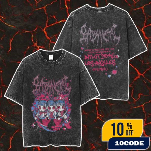 Babymetal World Tour 2025-2026 Special Arena Show In US Intuit Dome Los Angeles On November 1 2025 New Merch Collection KxAxWxAxIxI Tee Version Merch Unisex Two Sided Washed T-Shirt