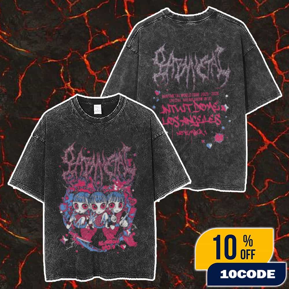 Babymetal World Tour 2025-2026 Special Arena Show In US Intuit Dome Los Angeles On November 1 2025 New Merch Collection KxAxWxAxIxI Tee Version Merch Unisex Two Sided Washed T-Shirt Babymetal World Tour 2025-2026 Special Arena Show In US Intuit Dome Los Angeles On November 1 2025 New Merch Collection KxAxWxAxIxI Tee Version Merch Unisex Two Sided Washed T-Shirt