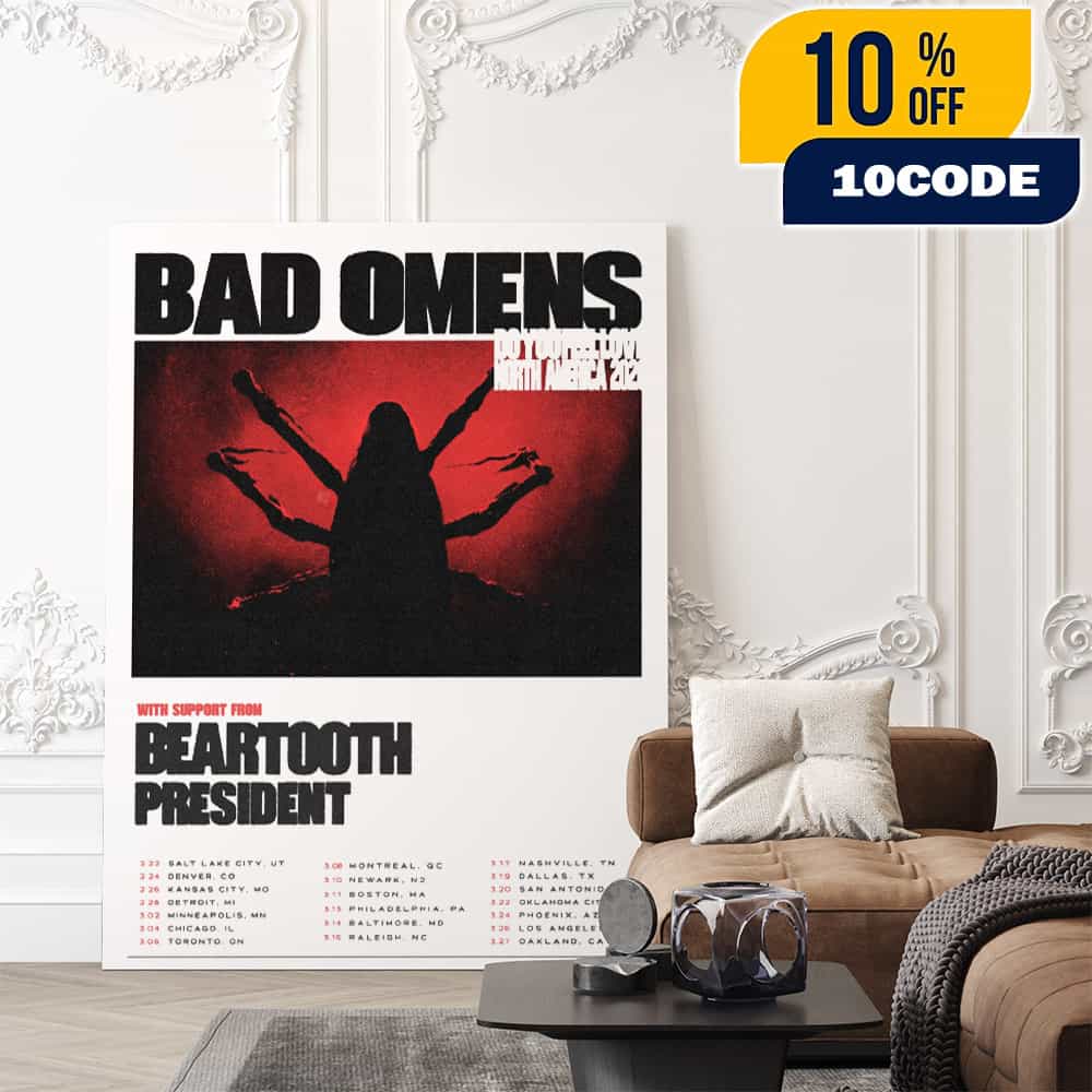 Bad Omens Do You Feel Love North America Tour 2026 With Beartooth x President Arena Tour Dates Poster Canvas Home Decor Bad Omens Do You Feel Love North America Tour 2026 With Beartooth x President Arena Tour Dates Poster Canvas Home Decor