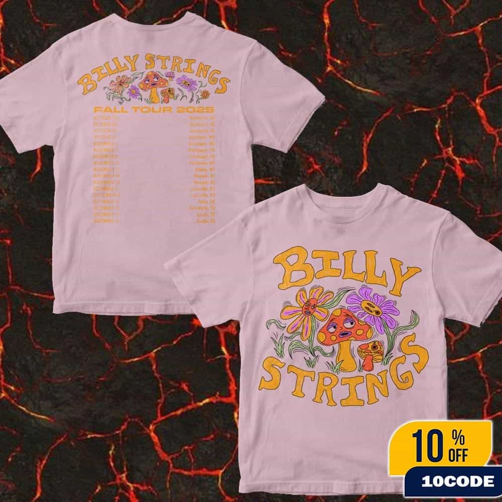 Billy Strings Breast Cancer Awareness Exclusive Fall Tour 2025 North American Mushroom Tee With Dates Merch Two Sides T-Shirt Billy Strings Breast Cancer Awareness Exclusive Fall Tour 2025 North American Mushroom Tee With Dates Merch Two Sides T-Shirt