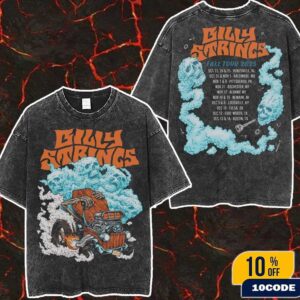 Billy Strings Fall 2025 Tour North American Merch Hot Rod Tee With Dates Washed Two Sides T-Shirt Billy Strings Fall 2025 Tour North American Merch Hot Rod Tee With Dates Washed Two Sides T-Shirt