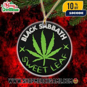 Black Sabbath Sweet Leaf Christmas Ornament Heavy Metal Band Cannabis Marijuana Leaf Holiday Decoration Tree Hanging With Pine Branches Winter Festive Gif Black Sabbath Sweet Leaf Christmas Ornament Heavy Metal Band Cannabis Marijuana Leaf Holiday Decoration Tree Hanging With Pine Branches Winter Festive Gif