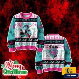 Blink-182 Shocking Disturbing Ugly Christmas Sweater Band Merch Holiday Knit Jumper Festive Gift