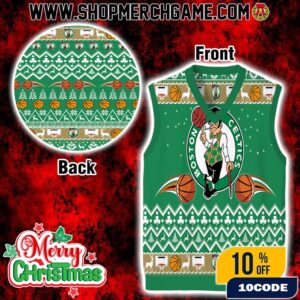 Boston Celtics Sleeveless Vest Gile Ugly Christmas Sweater Knitted Holiday Basketball Gift For NBA Fans